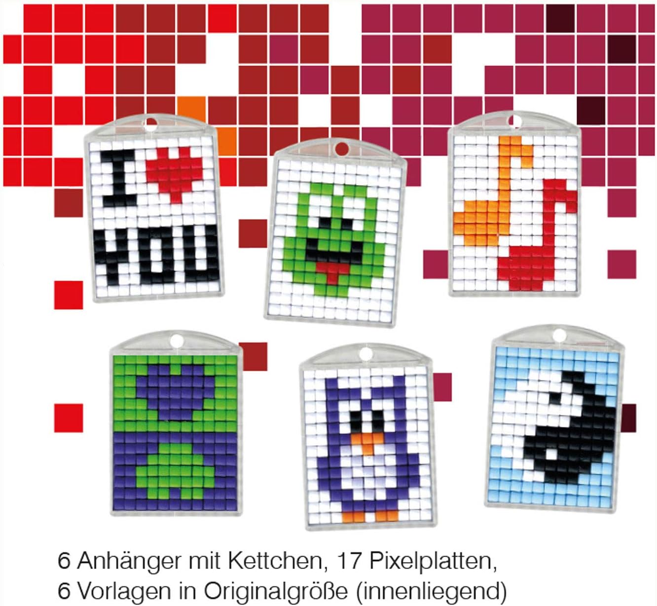 Pracht Creatives Hobby Pixel P90006-63501 Fun Craft Set 1 for Making 6 Keyrings (Lockets) for Children Easy Plug System - Image 4