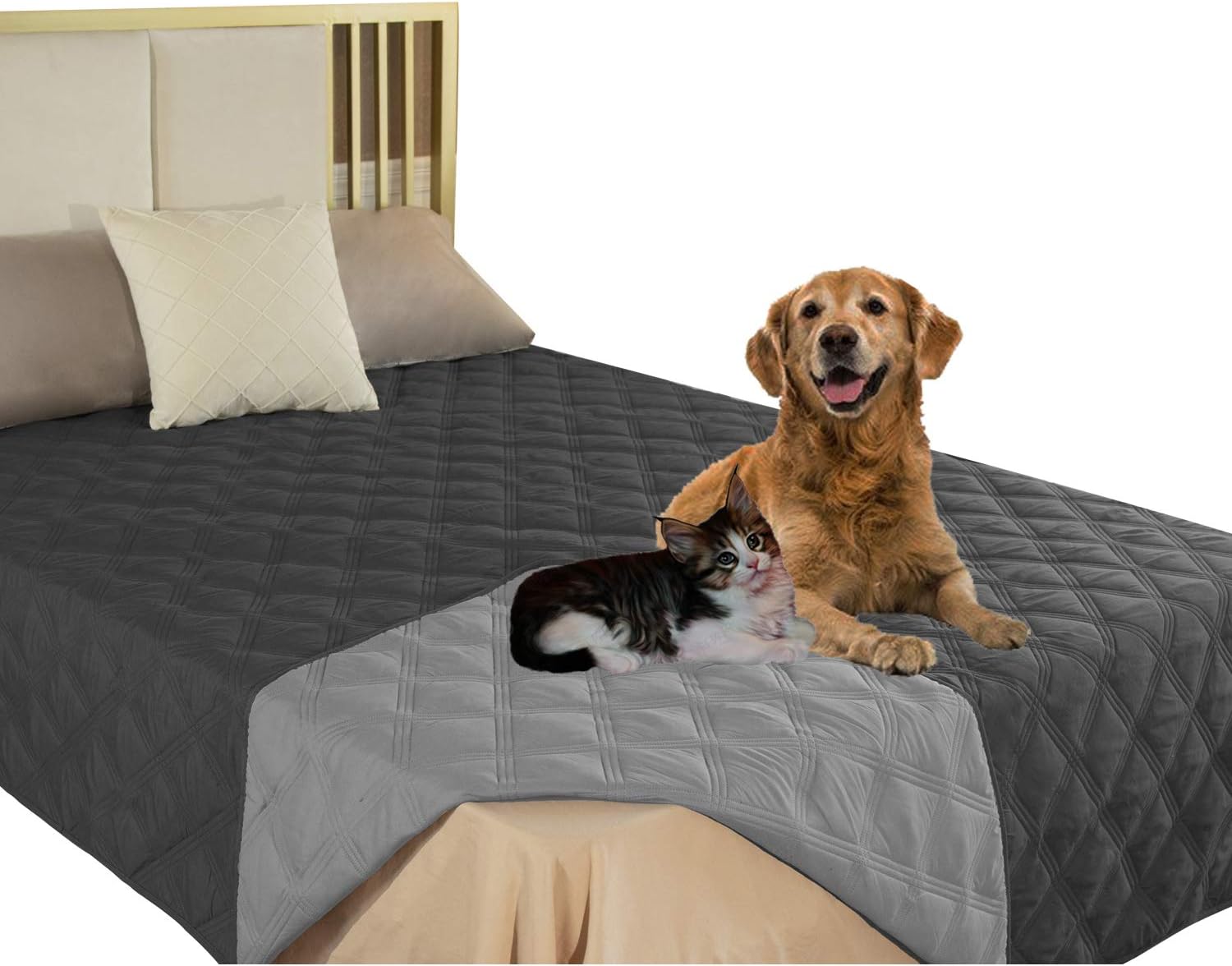 SUNNYTEX Waterproof & Reversible Dog Bed Cover Pet Blanket Sofa, Couch Cover Mattress Protector Furniture Protector（52" 82", Dark Grey/Grey : Pet Supplies