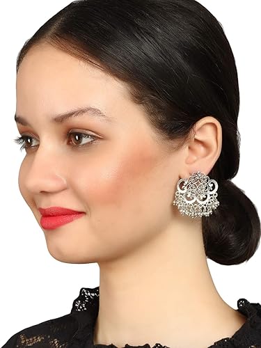 Mali Fionna Texture Classic Silver Metal Earrings for Women