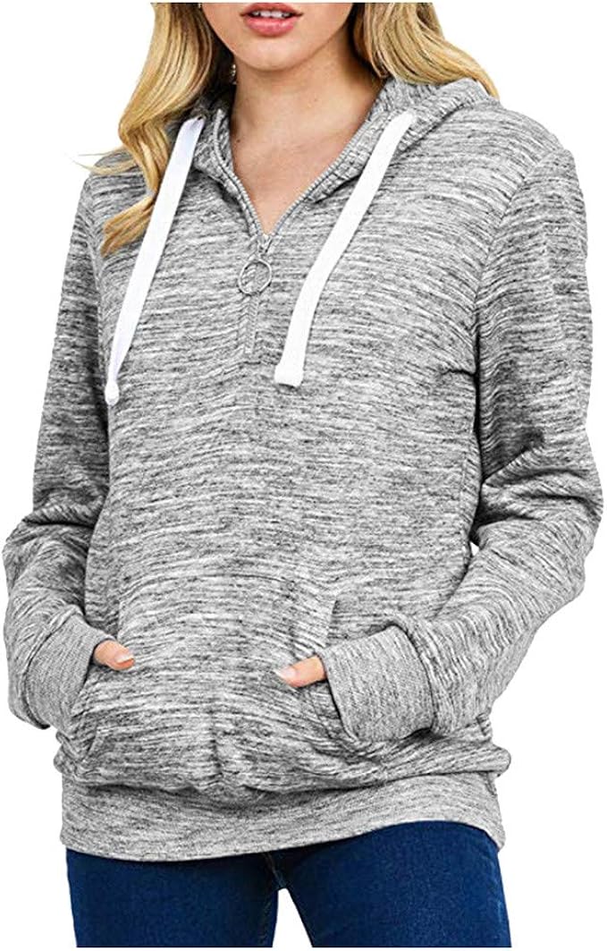 Fhuuly Casual Hoodies Damen Kapuzenpullover Damen Solide Farbe Langarm
