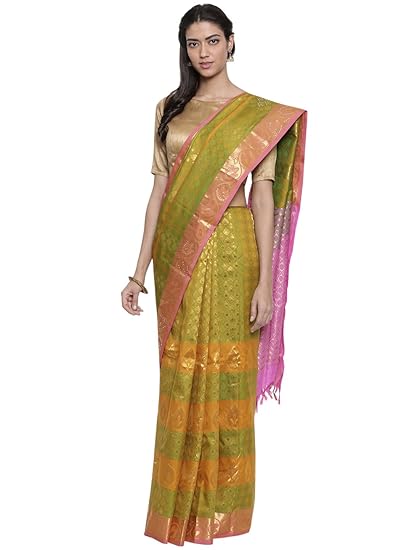 Embellished Dharmavaram Silk Saree - Green - (CCMYSS8942)