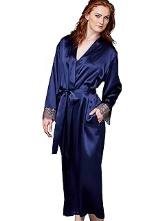 Julianna Rae Women S Silk Robe 54 Full Length Lace Trim