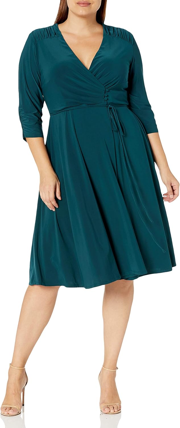 elbow sleeve fit and flare dress