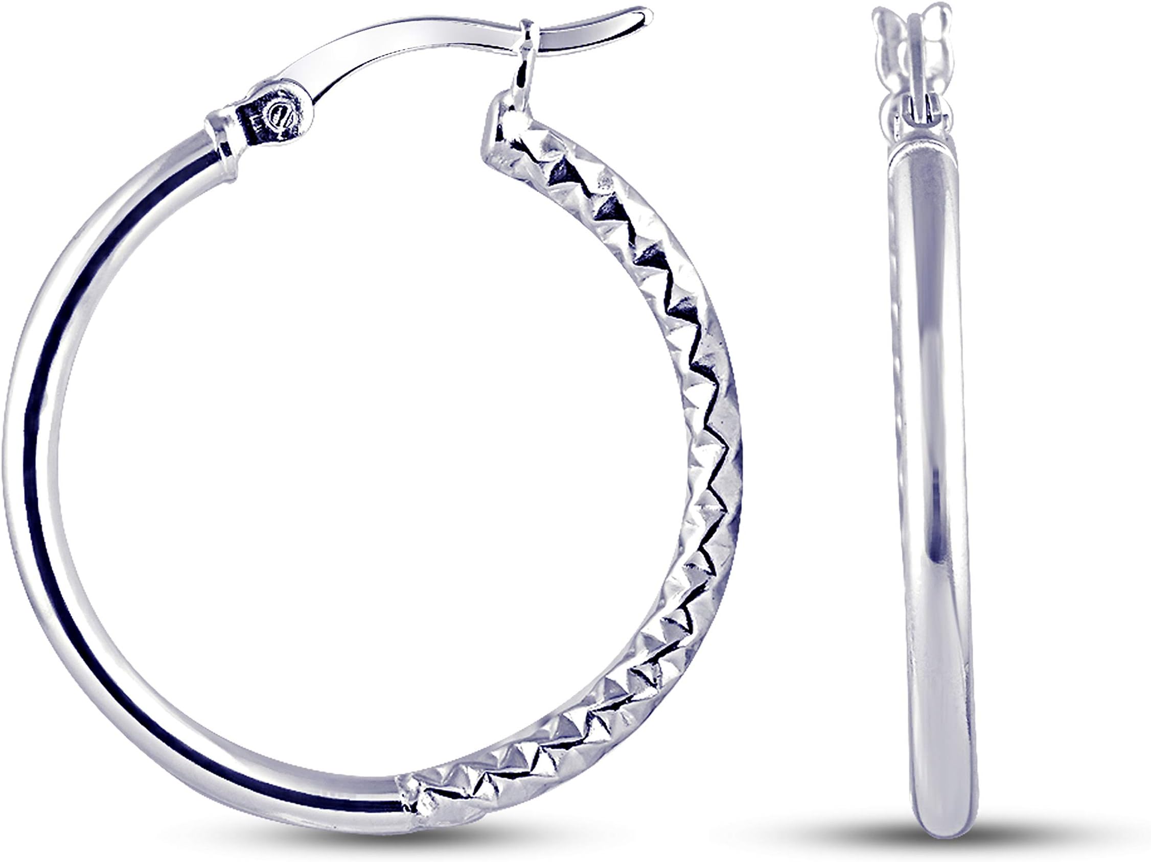 Women's Round Shaped Textured Hoop Earring