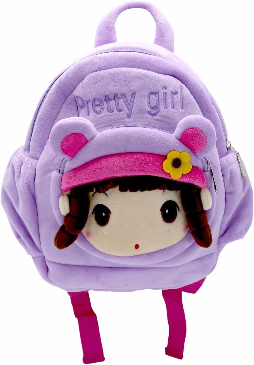 Shopaholic Cute Pretty Girl Soft Bag for Kids Bag, Cartoon Bag, Plush Bag (Age Group :1-3 yrs) (Blue)