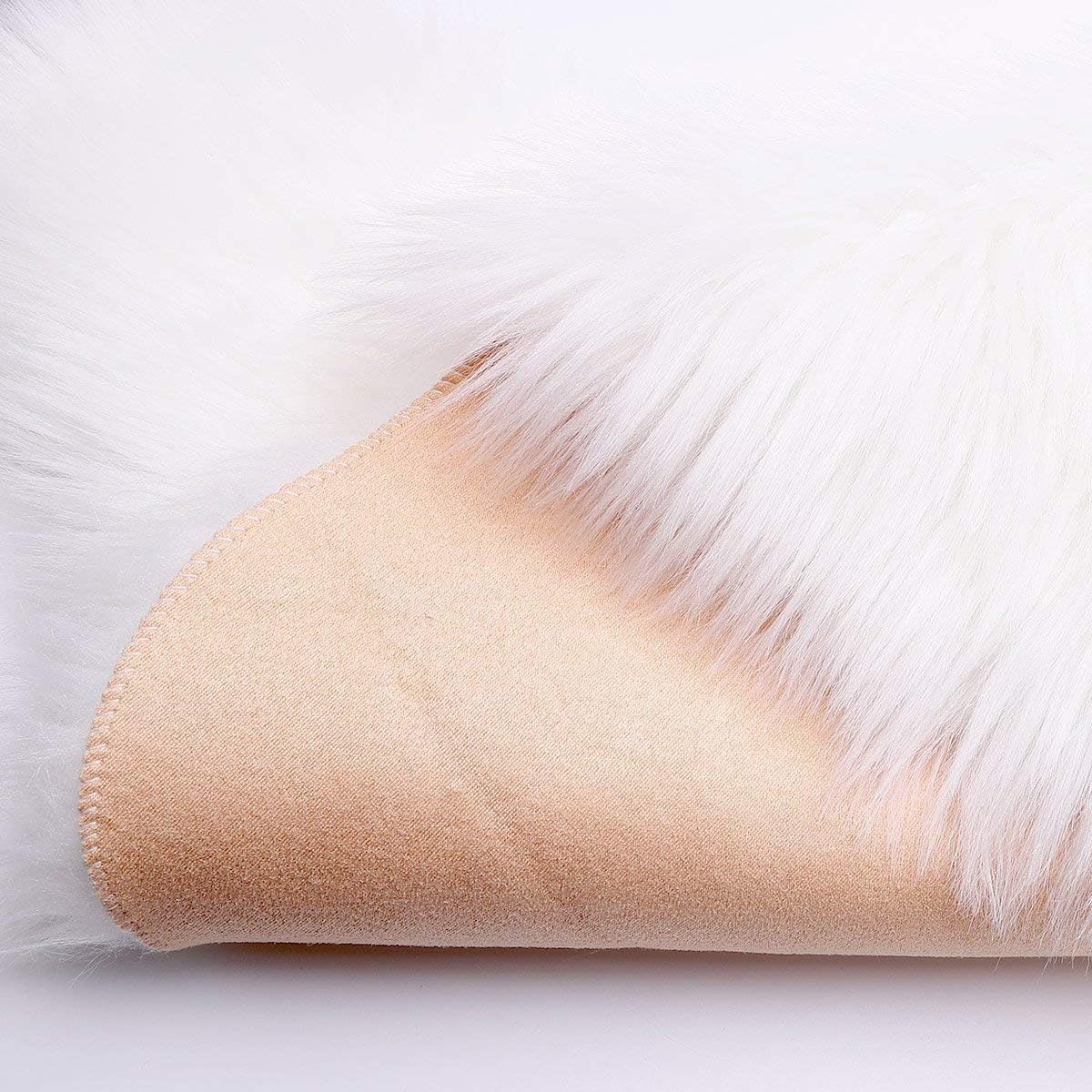 AUFELL White Faux Fur Rug Fluffy Shag Carpet 23.6 x 35.4in, Soft Washable Small Rug for Bedroom Girls Room, Sofa, Nursery & Home Decor - Image 4