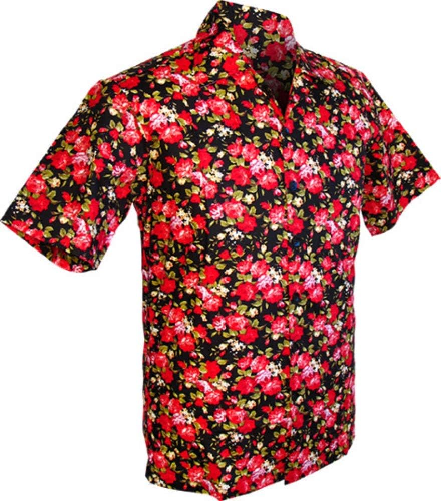 Chenaski Shortsleeved Shirt Roses Black-Red