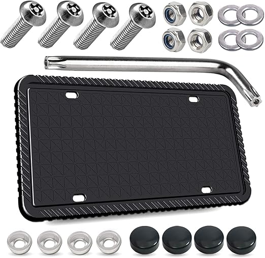 License Plate Frame Anti TheftBlack Silicone Tamper Proof