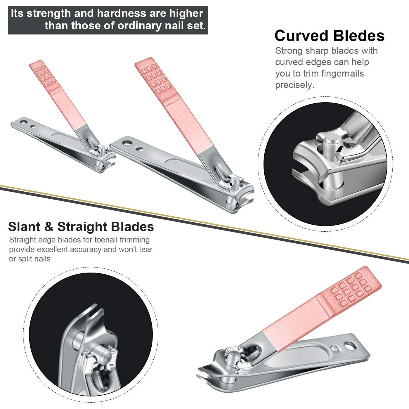 Manicure Set Nail Clippers Pedicure Kit 15Pcs Stainless Steel Professional Women Grooming Kit Care Tools for Travel or Home(Pink) : Beauty