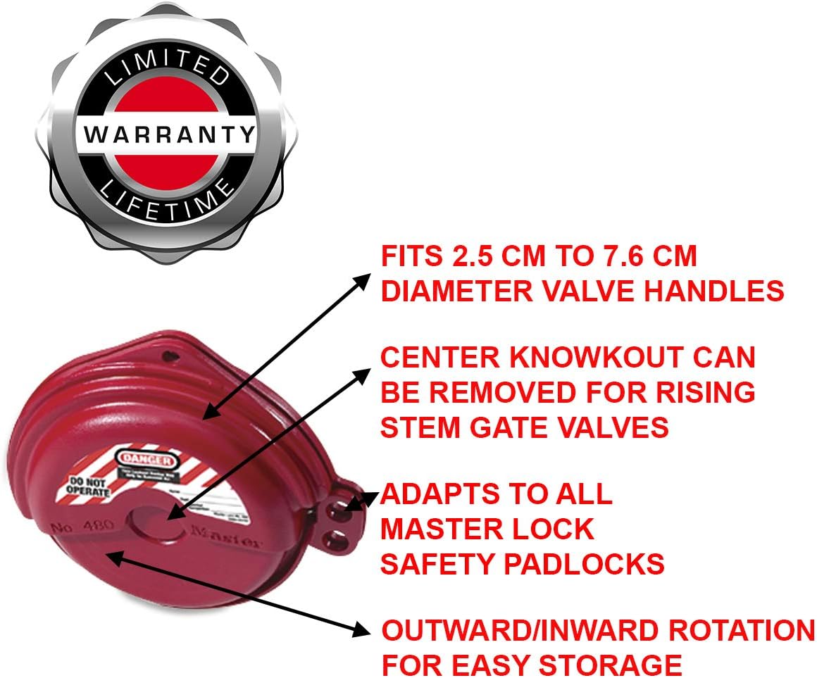 Master Lock 480 Rotating gate valve lockout, from 25 to 76 mm, Red, 3 inch - Image 5