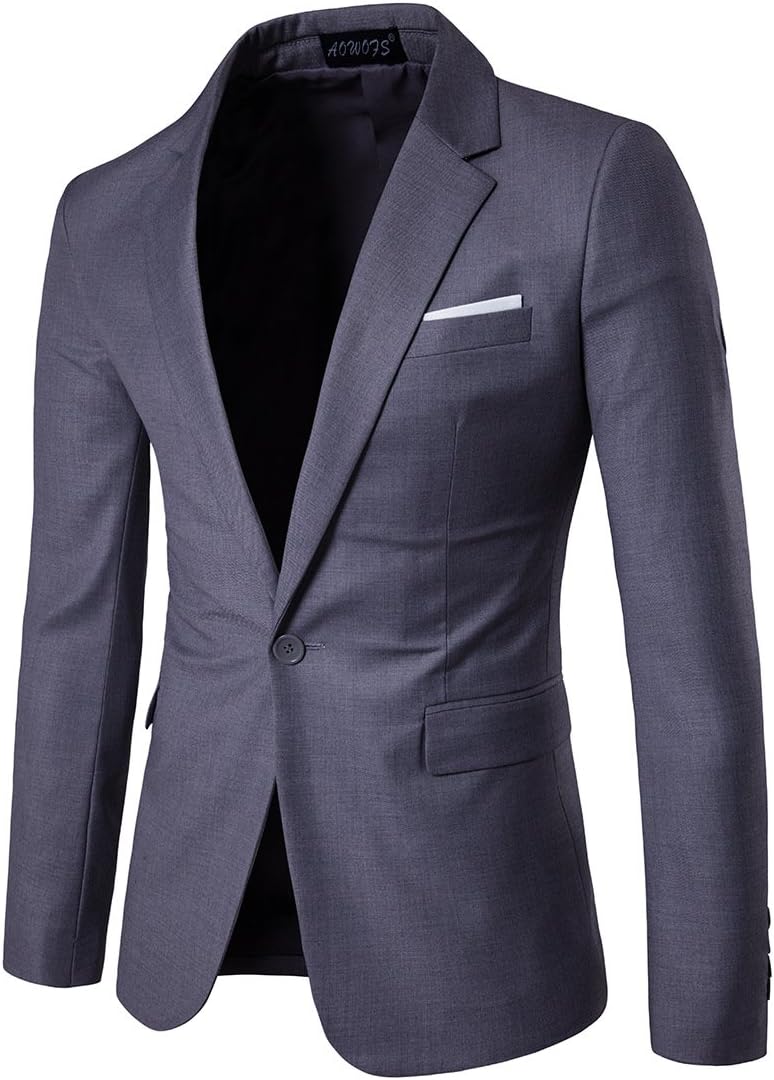 Mens Slim Fit Casual Notched Lapel Business Sport Coat Blazer