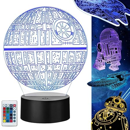 Star Wars 3D Lampe Geschenke, 5 Stück Star Wars 3D Nachtlicht Spielzeug, 16 Farbwechsel mit Fernbedienung oder Touch, 2019 Be