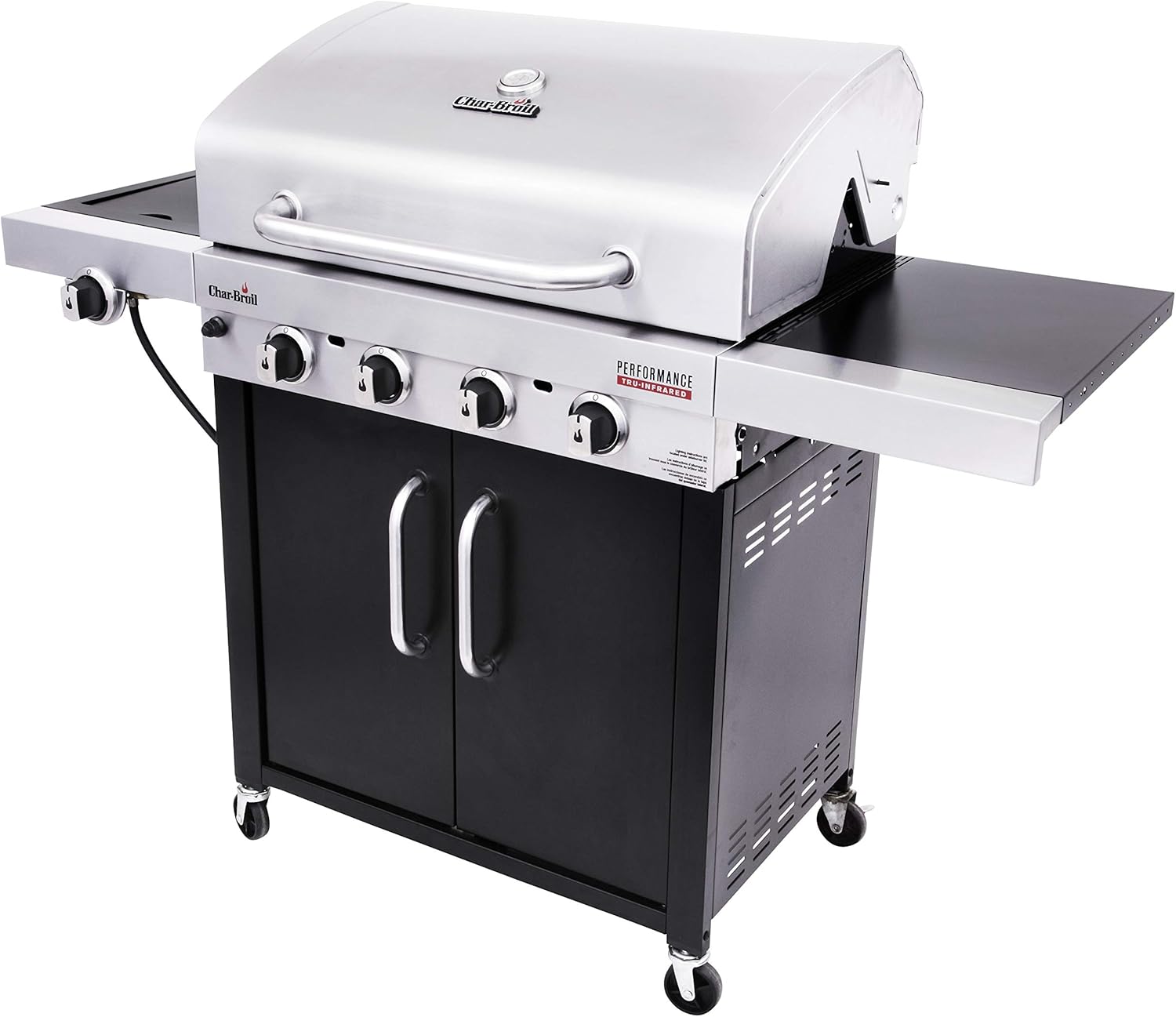 review Char-Broil 463280419 Performance TRU-Infrared 4-Burner Cabinet Style Gas Grill, Stainless/Black