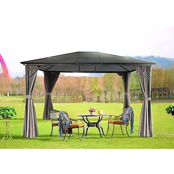 Weibo Garden Patio Permanent Gazebo With Curtains Weather