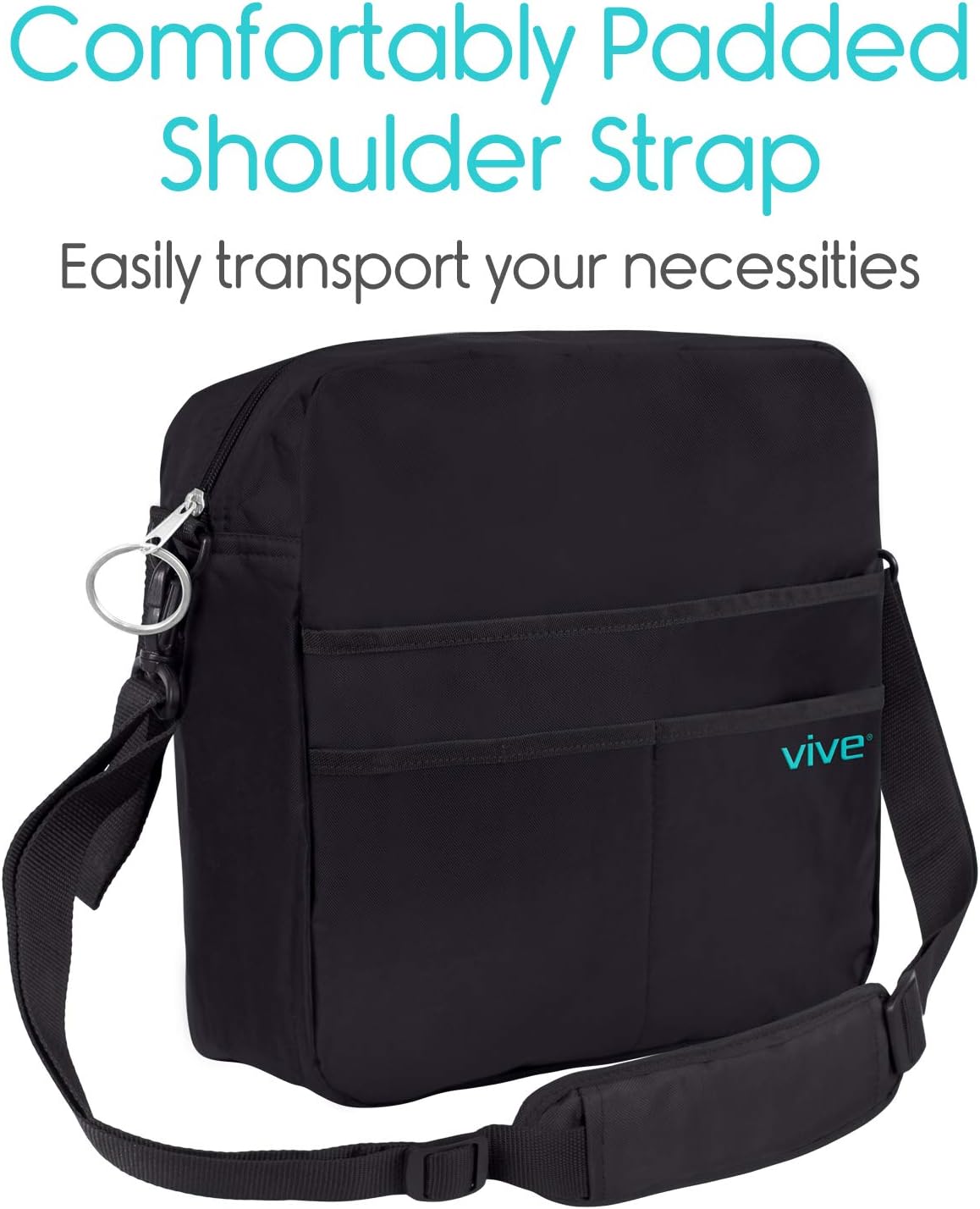 Vive Rollator Bag - Universal Travel Tote for Carrying Accessories on Wheelchair, Rolling Walkers & Transport Chairs - Lightweight Laptop Basket for Handicap, Disabled Medical Mobility Aid Pouch: Health & Personal Care