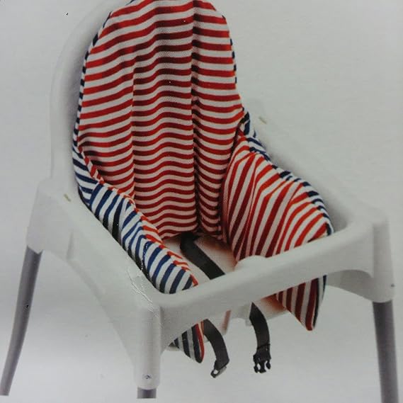 PYTTIG Antilop - Cojín y funda para trona (reversible), diseño de rayas