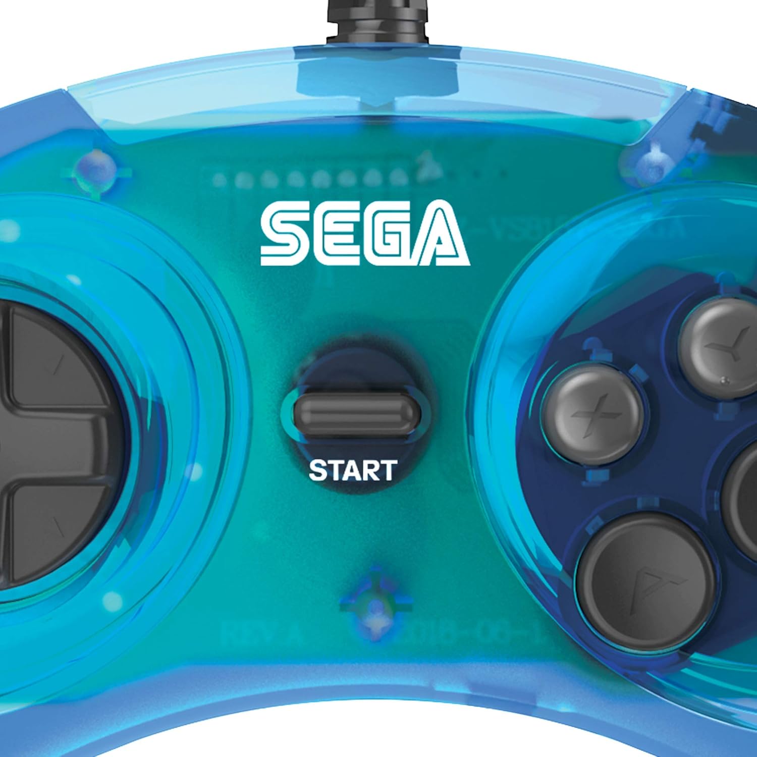 Retro-Bit Official Sega Genesis Controller 6-Button Arcade Pad for Sega Genesis - Original Port - Clear Blue: Video Games