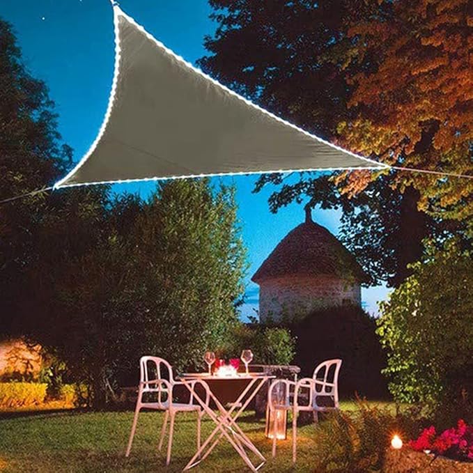 Led Triangle Sun Shade Sail, Waterproof Uv Block Triangle Patio Shade Sail With Builtin
