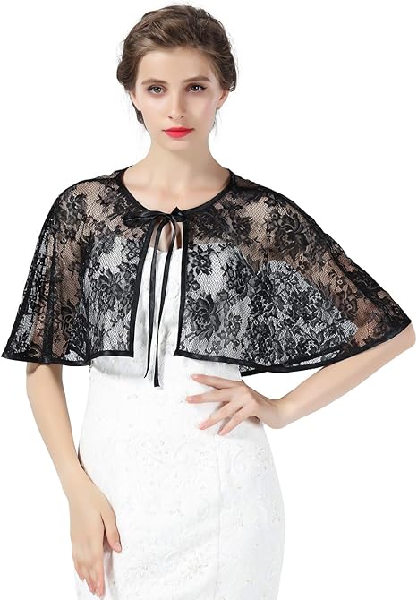 Capa De Encaje Para Bodas Chal De Novia Bolero Para Vestido De Fiesta Color Negro Blanco Y Rojo Negro Talla Unica Amazon Com Mx Ropa Zapatos Y Accesorios