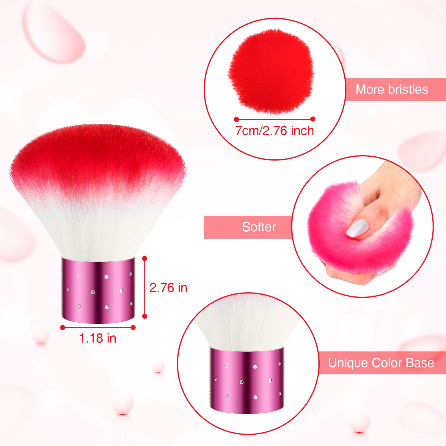 2 Pieces Colorful Soft Kabuki Brushes Nail Arts Dust Cleaner Brush for Makeup or Nail Arts (Purple, Pink): Beauty