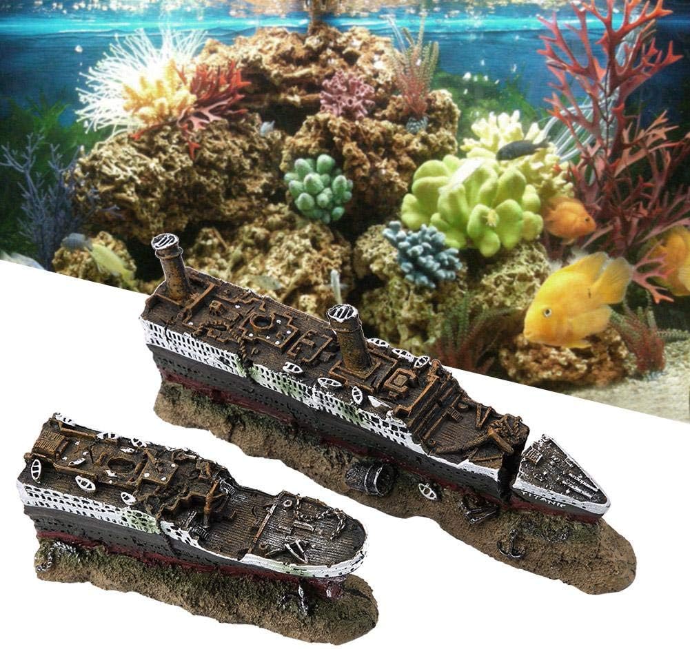 Pssopp Aquarium Ship Wreck Decorations Resin Titanic Lost Wrecked Boat Ship Sunken Ship Decorations Aquarium Landscaping Decoration Fish Tank Ornament - Image 4