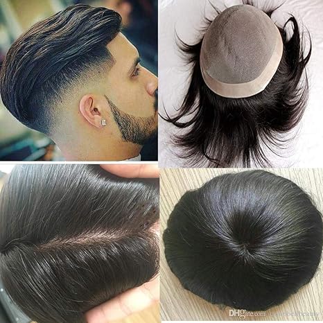 Ekan Human Hair Mens Wig Toupee Hair Patch For Men And Boys Black