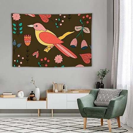 Generique Tapisserie Murale A Suspendre Avec Oiseau Colore Perche Sur Un Tronc D Arbre Decoration De Chambre A Coucher Decoration De Chambre A Coucher Decoration De Lit 39 4 X 59 Cm Amazon Fr Cuisine