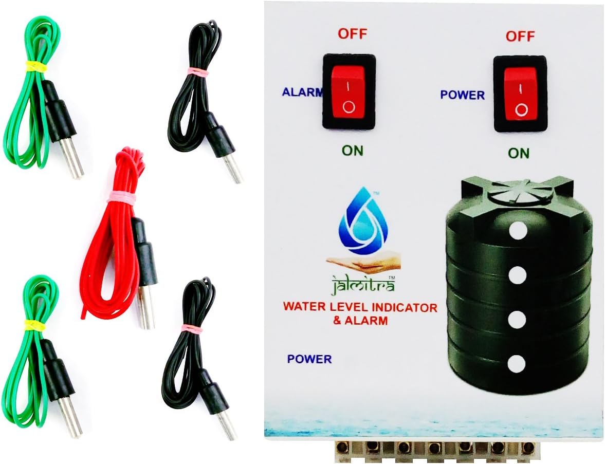 Water Level Indicator with Overflow Alarm and 4 Level Indication (5 SS Contact Sensors). 6 Month Replacement Warranty