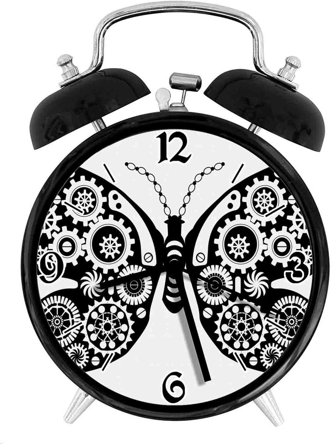 Amazon Co Jp 210star 歯車と歯車のヴィンテージ蝶メカニズムの幻想的 な昆虫レトロで個性あふれる 家やオフィス用の大きなウェイクアップの目覚まし時計 ホーム キッチン