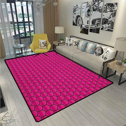 Hot Pink Fur Rugs for Bedroom Pattern Nature