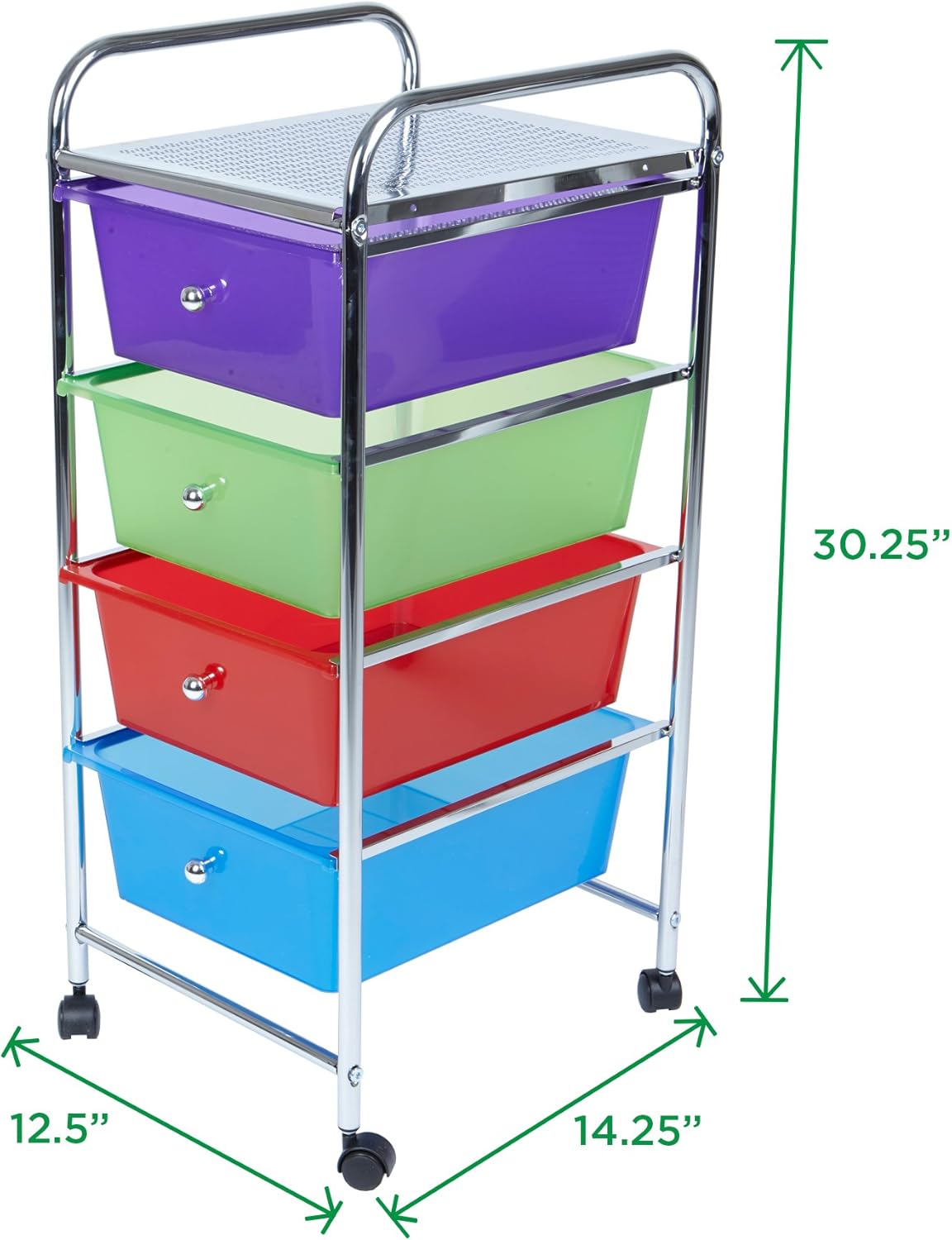 Mind Reader Rolling Storage Cart and Organizer with 4 Plastic Drawers: Home & Kitchen