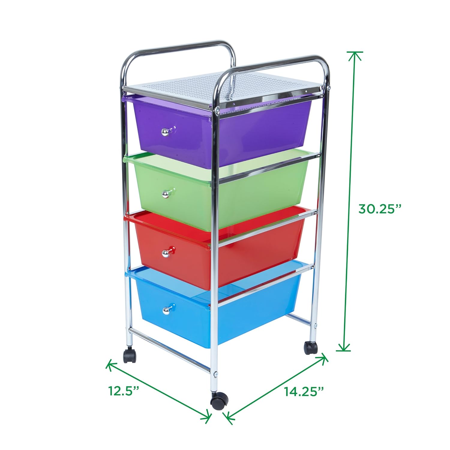 Mind Reader Rolling Storage Cart And Organizer With 8 Plastic