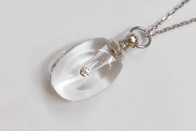 Amazon Co Jp Shareki 香水 ペンダント ネックレス アロマ ペンダント ネックレス ガラス容器 香水瓶 0 1cc クリスタル ドロップ型 ラインストーン付き ステンレスチェーン付き Ko Ra Dropl Ch ホビー