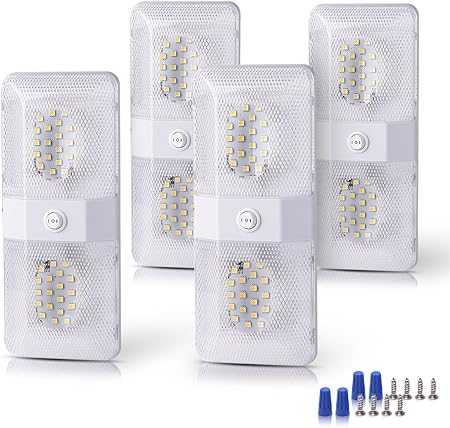 MICTUNING 4000-4500K LED ルームランプ 11-18V対応 装着用車専用 室内灯 天井 ランプ キャンピングカーライト （４個セット）