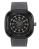 JSDDE Uhren,Retro Herren Armbanduhr 3ATM Wasserdichte Armbanduhr Lederarmband Za
