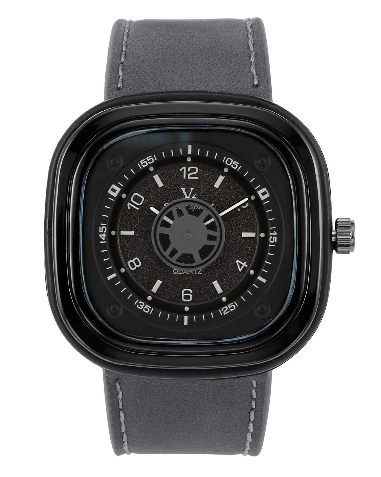 JSDDE Uhren,Retro Herren Armbanduhr 3ATM Wasserdichte Armbanduhr Lederarmband Zahnrad Sekundenzeiger Quadrat Quarzuhr,Silbergrau