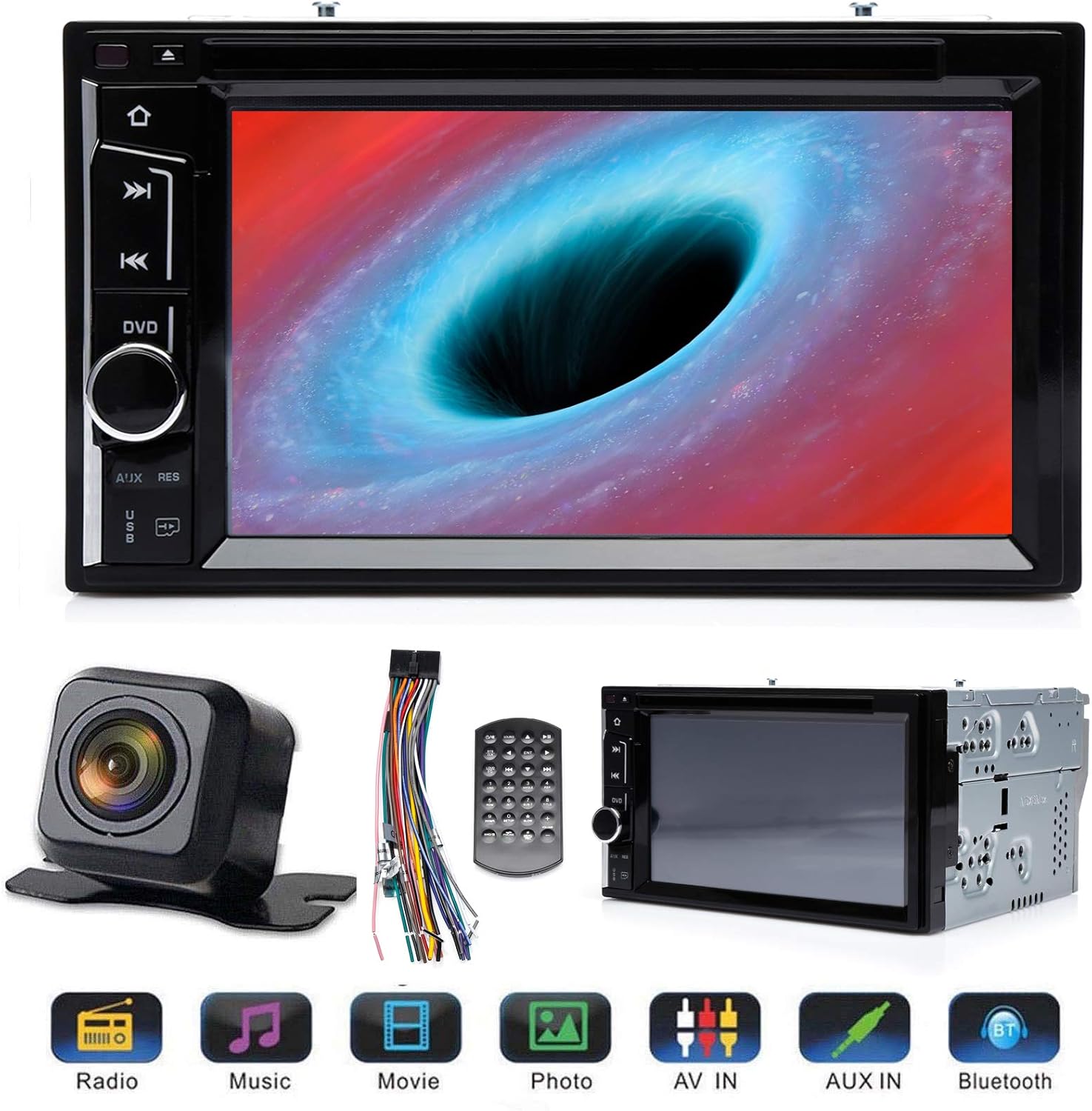 Double Din Car Radio CD DVD Player with Reverse Cam, Support Touchscreen 6.2” Bluetooth Mirrorlink Steering Wheel Control Aux Input for Ford F150 F250 F350 F450 F550 2004-2016 Super Duty