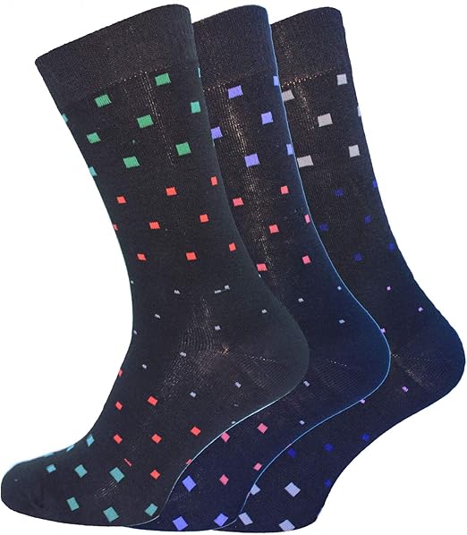 Socks Uwear Mens Cotton Rich Loose Top No Elastic Multipack Pattern