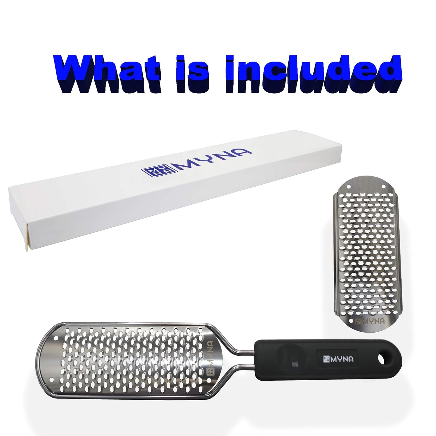 Stainless Steel Callus Remover Foot File Colossal Foot Scraper Foot Scrubber for pedicure kit professional Foot spa and Dead Skin Cracked Skin Corns Removal with Extra Blade Replacement - MyNa (Black) : Beauty