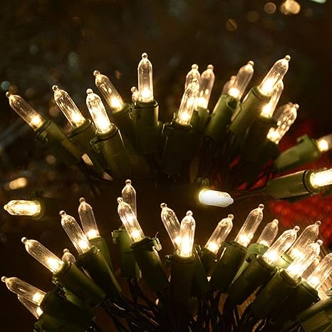Amazon Com Awinking 17 7ft 50led Christmas Lights Warm White Battery Powered Christmas String Lights Green Wire Mini Bulbs Xmas Lights For Tree Christmas Decorations Wedding Party Garland Patio Home Wall Home Kitchen Battery Operated C9 Christmas Lights