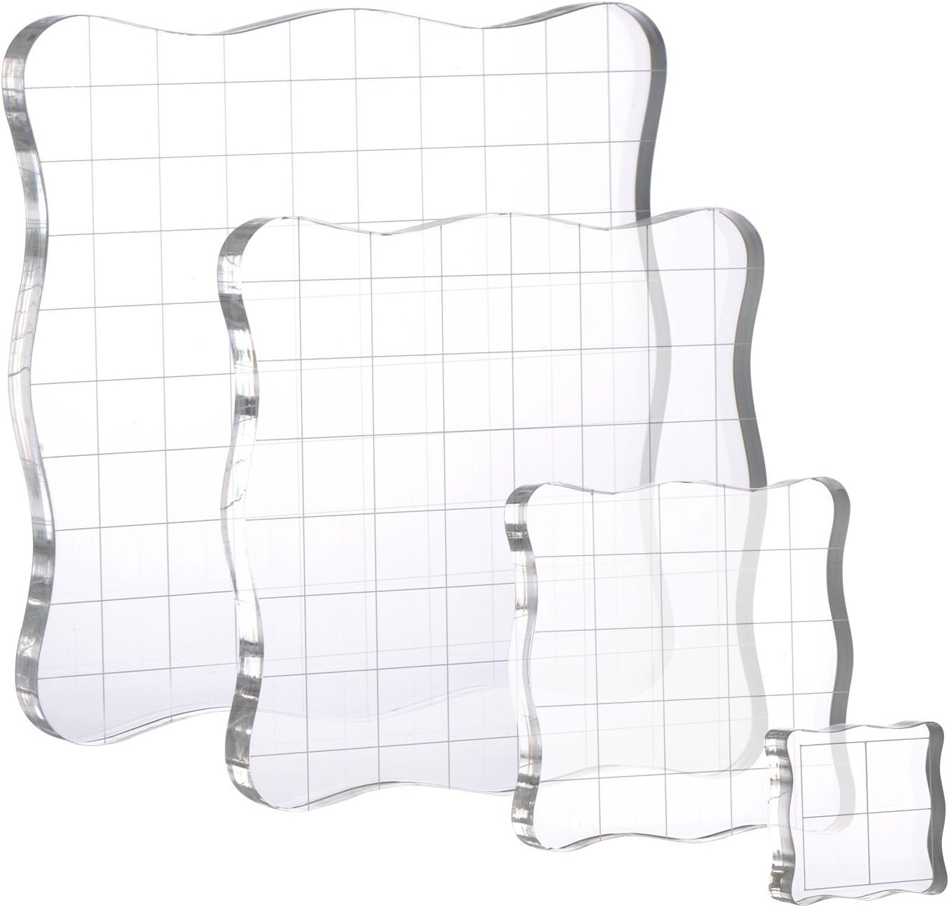 Whaline 4 Pieces Stamp Blocks with Grid and Grip
