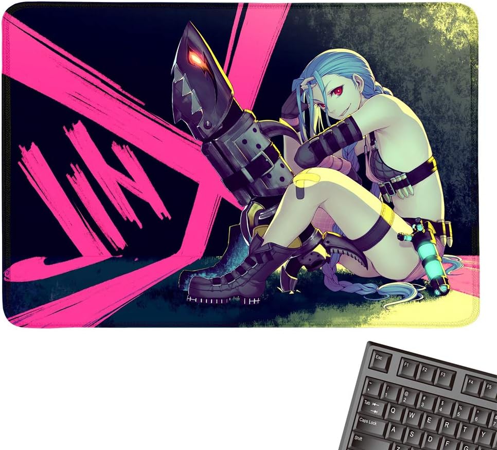 Gaming Mouse Pad Jinx (League of Legends) League of Legends Stitched Edges Medium Mouse Pad W15.7"x L23.6" Inch
