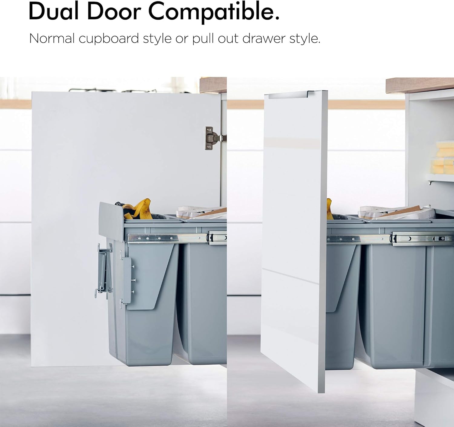 VonHaus Pull Out Bin for Cupboard/Under Sink 30L Rubbish Capacity 2 Removable Recycling