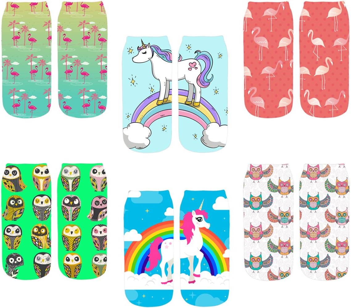 Women's 3D Cartoon Funny Casual Crazy Cute Amazing Novelty Print Ankle Socks