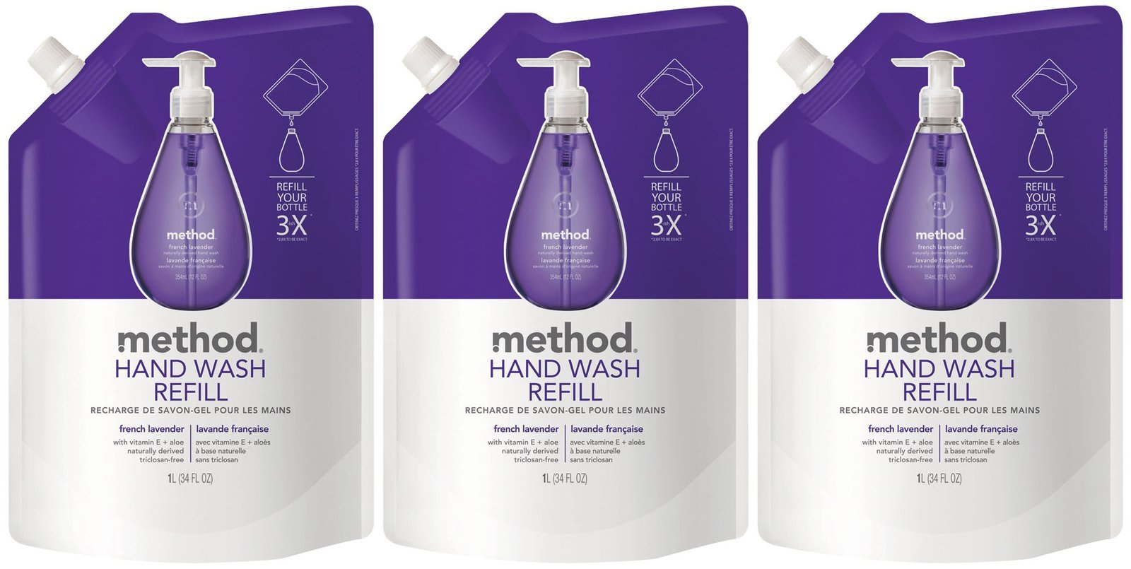 Buy Method Gel Hand Wash Refill Pouch, French Lavender, 34oz, 3pk