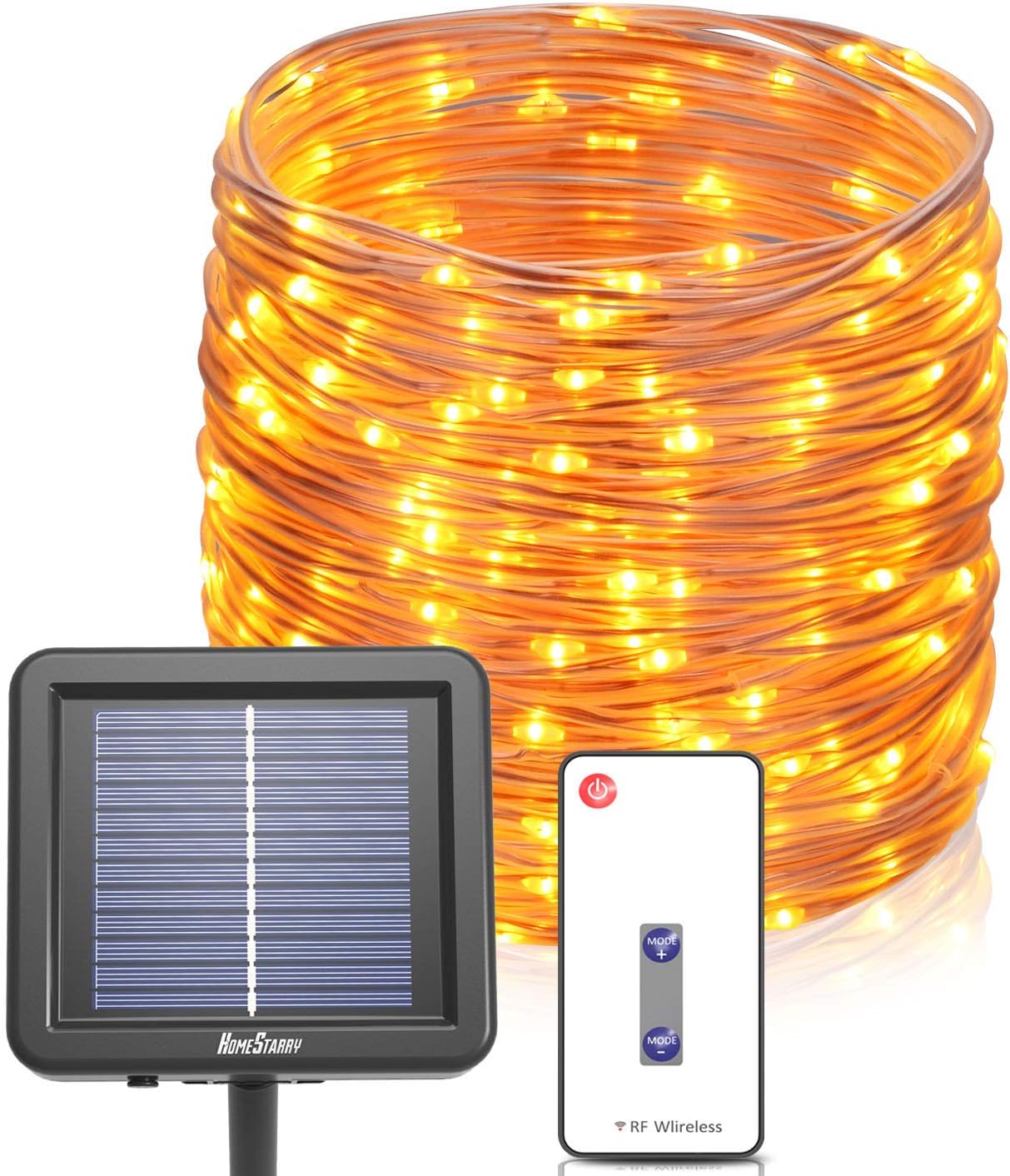 72 Ft Outdoor Solar Rope Lights, String Lights with RF Remote, IP67 Waterproof Outdoor Solar Fairy Lights, 200 LED’s Rope Lights for Outdoor, Patio, Garden, Home Decor, Christmas, Warm White