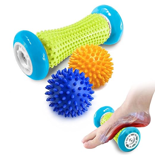 Pasnity Foot Massage Roller Spiky Ball Foot Pain Relief Massager Relieve Plantar Fasciitis and Heel Foot Arch Pain and Relax Shoulder Foot Back Leg Hand, Included 1 Roller & 2 Spiky Balls (Light Blue) best plantar fasciitis remedies Pasnity Foot Massage Roller Spiky Ball Foot Pain Relief Massager Relieve Plantar Fasciitis and Heel Foot Arch Pain and Relax Shoulder Foot Back Leg Hand, Included 1 Roller & 2 Spiky Balls (Light Blue) best plantar fasciitis remedies