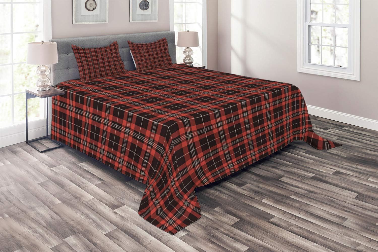Tartan Twin Hotel 4pc Duvet Cover Set, Hypoallergenic Decorative
