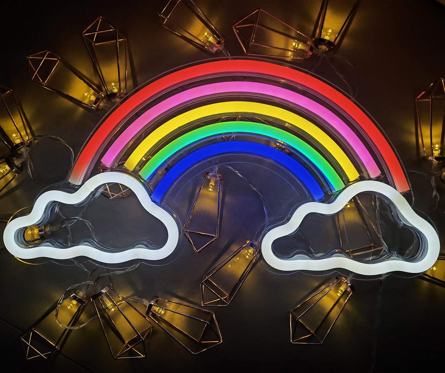 LED Neon Signs, Neon Light Wall Hanging, Room Decorations, Home Accessories, Party, Holiday Decor, Great Christmas Gift idea for Family and Friends(Colorful, Rainbow)