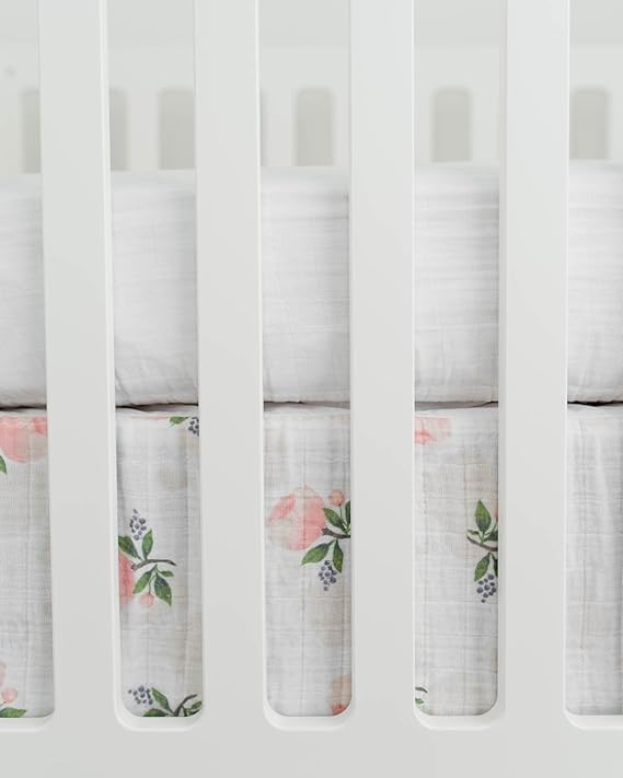 little unicorn watercolor rose crib sheet